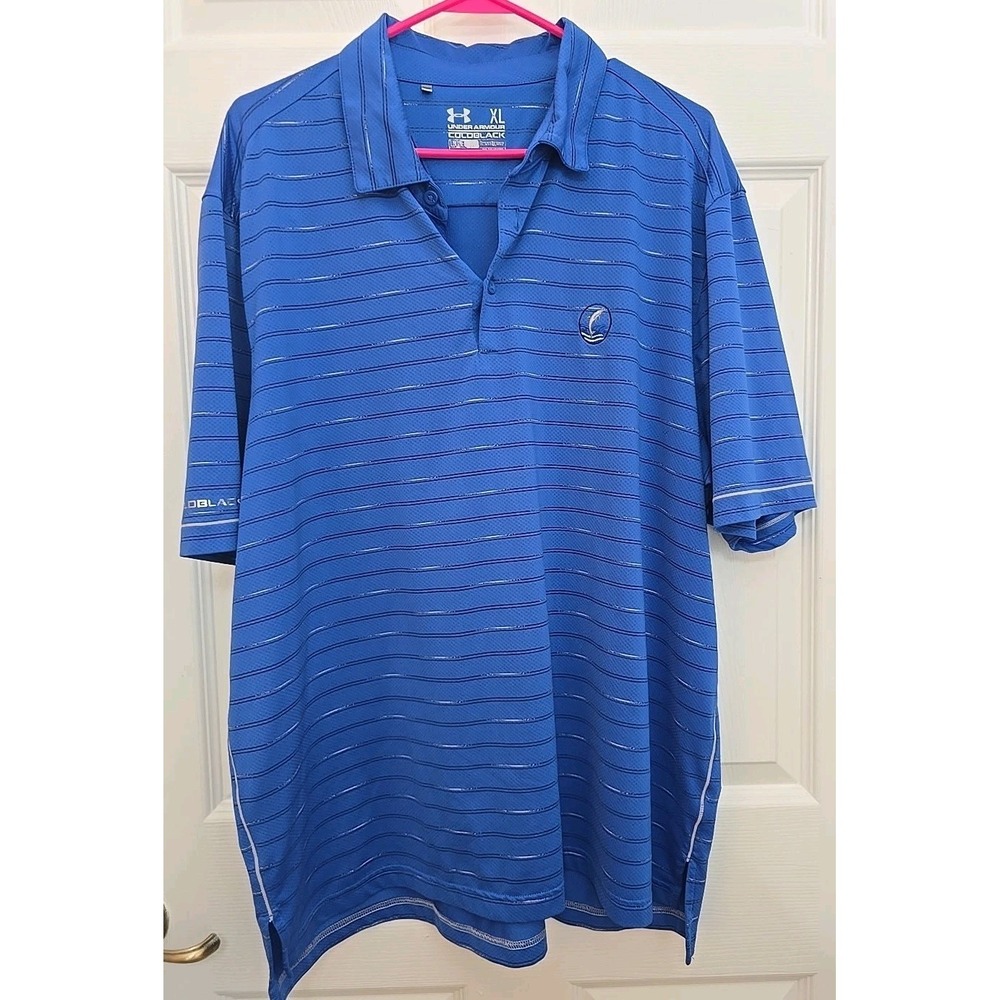 Men's XL Under Armour‎ Polo Cold Black Loose Fit Heatgear Blue